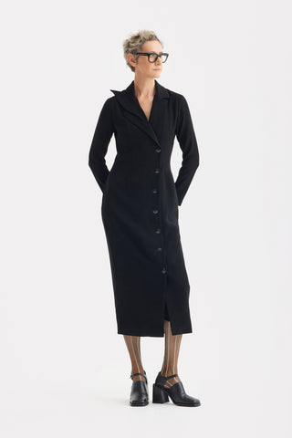 Modern Tailored Long Blazer Dress Black
