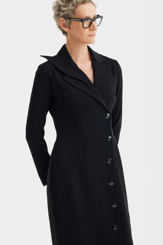 Modern Tailored Long Blazer Dress Black