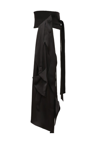 Obi-Inspired Waist Belt With Handcrafted Panels Black