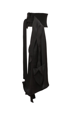 Obi-Inspired Waist Belt With Handcrafted Panels Black
