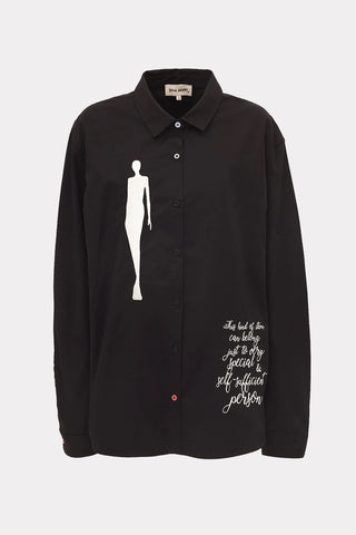 Oversize Long Sleeved Shirt With Embroidery Black