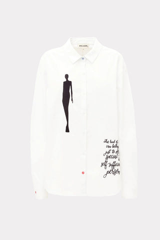 Oversize Long Sleeved Shirt With Embroidery White