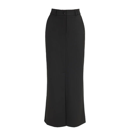 Pencil Maxi Skirt With Front Slit Black