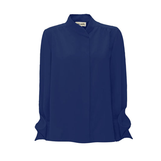 Chic Blouse With Decorative Cuffs Navy