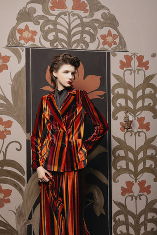 Retro Co-Ord Set – Jacket & Wide-Leg Trousers Burgundy