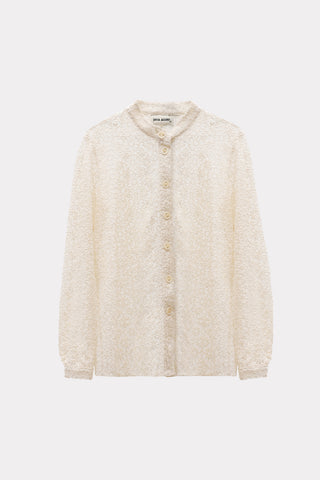 Romantic Sheer Straight-Fit Lace Shirt Ecru