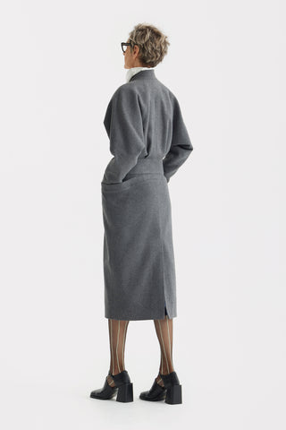 Architectural Wool-Effect Coat With Large Pockets Grey