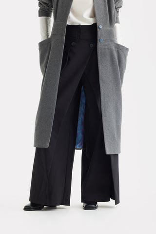 Architectural Wool-Effect Coat With Large Pockets Grey