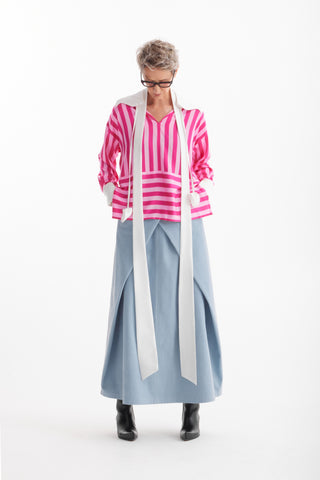 Essential Denim Long Skirt- Light Blue