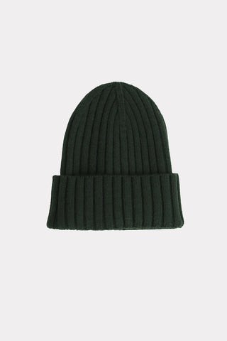 Solid Rib-Knit Hat With A Foldover Cuff Dark Olive