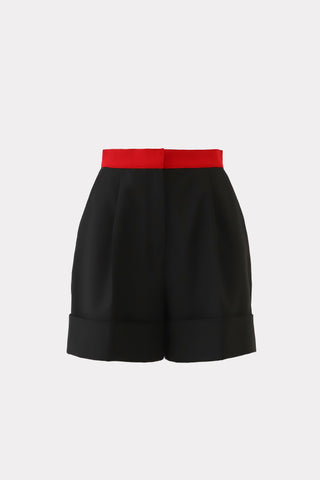 Stylish High-Waisted Red Waistband Shorts Black