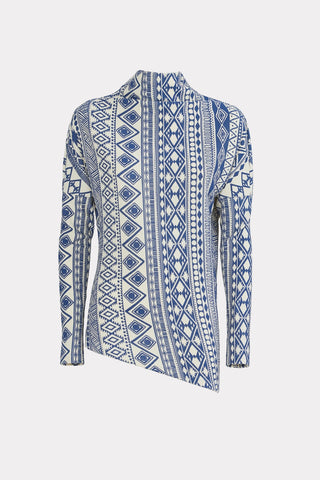 Textured Fabric Suit Asymmetric Blouse & Basic Skirt Printed