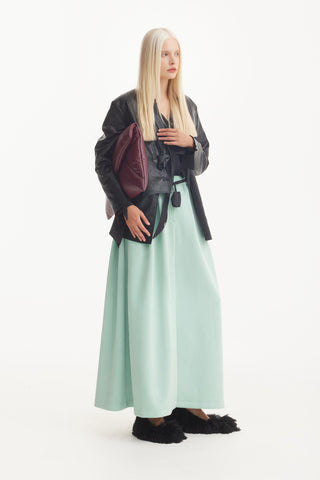 Croc-Effect Faux Leather Wrap Blazer Jacket – Black