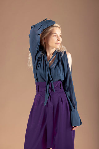 High Waist Long Wide Leg Trousers Pink-Purple