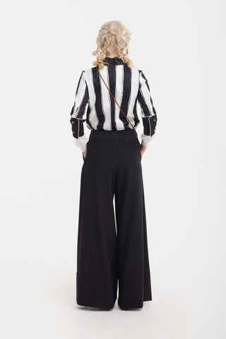 Semi-Formal Striped Blouse With Black Double Contrasting Details