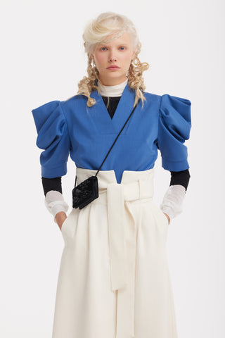 Ecru High Waist A-Line Long Skirt With Belt