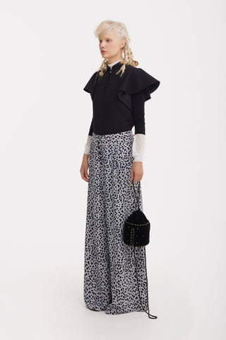 Stand Collar Ruffle Sleeve Blouse – Black