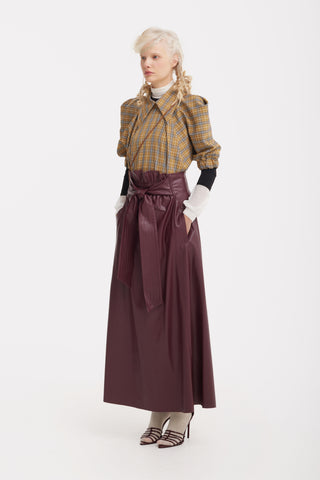 Designer Blouse Voluminous Sleeves - Mustard Check