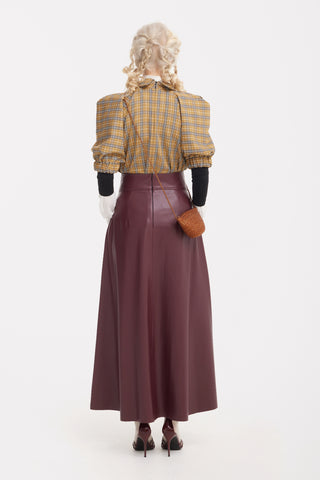 Designer Blouse Voluminous Sleeves - Mustard Check