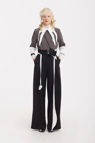 Semi-Formal Blouse With Double Contrasting Details Grey