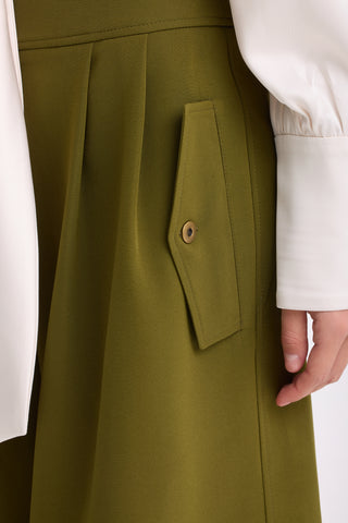 High-Waisted Cargo Culotte Shorts – Olive Green