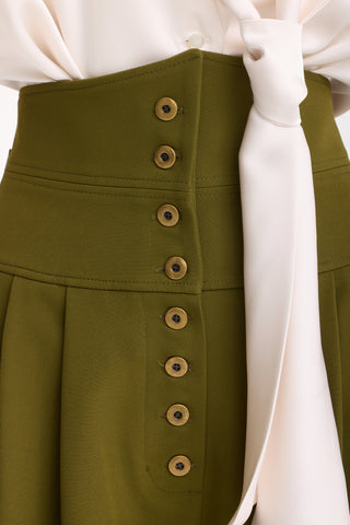 High-Waisted Cargo Culotte Shorts – Olive Green