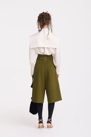 Satin Sailor Collar Tie Front Blouse – Ivory