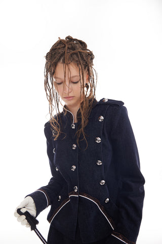 Double-Breasted Military-Inspired Jacket – Navy