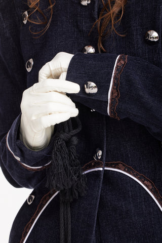 Double-Breasted Military-Inspired Jacket – Navy