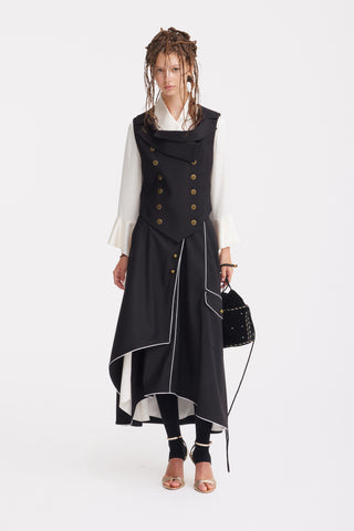 Sculptural Asymmetrical Fitted Vest – Black