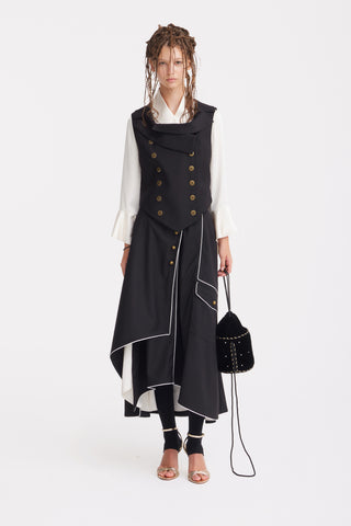 Sculptural Asymmetrical Fitted Vest – Black