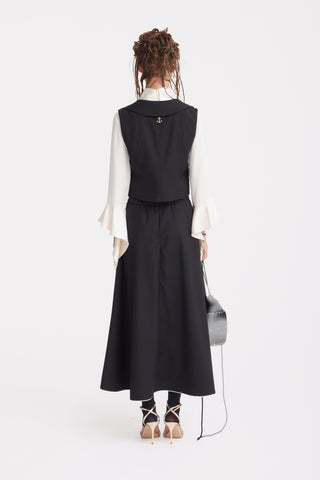 Sculptural Asymmetrical Fitted Vest – Black
