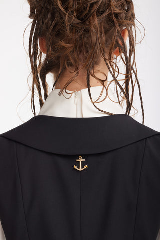 Sculptural Asymmetrical Fitted Vest – Black