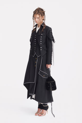Designer Lace-Up Cropped Utility Jacket – Black