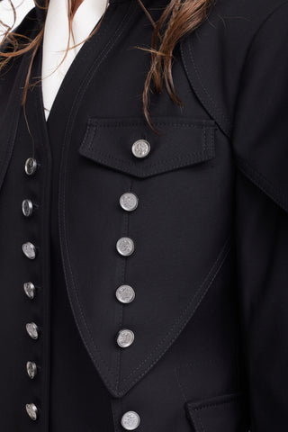 Designer Lace-Up Cropped Utility Jacket – Black