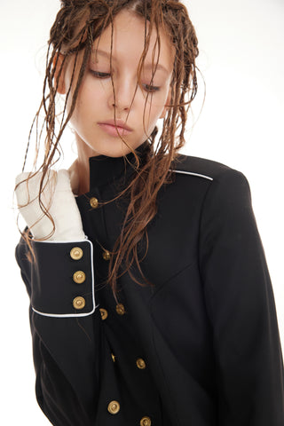 Tailored Military Cropped Jacket – Black