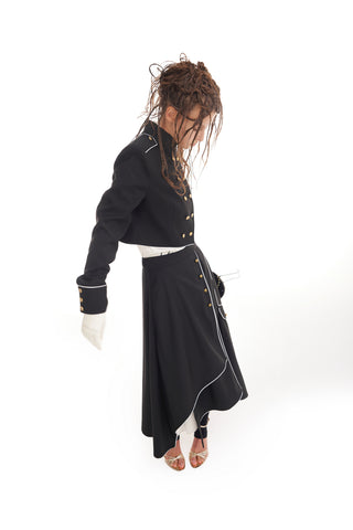 Tailored Military Cropped Jacket – Black