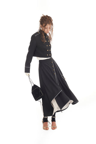Tailored Asymmetrical Midi Skirt – Black