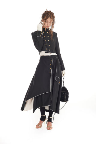 Tailored Military Cropped Jacket – Black