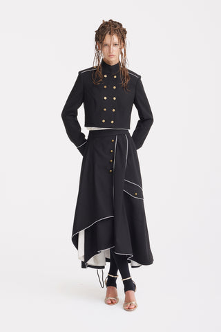 Tailored Military Cropped Jacket – Black