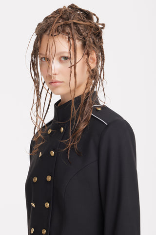 Tailored Military Cropped Jacket – Black