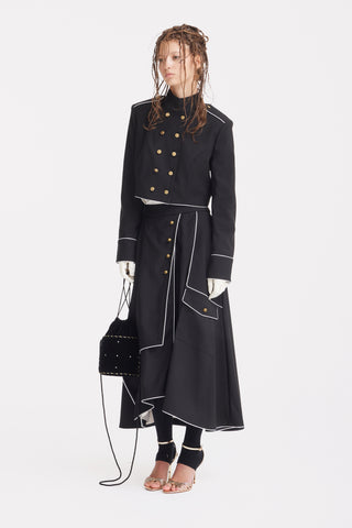 Tailored Asymmetrical Midi Skirt – Black