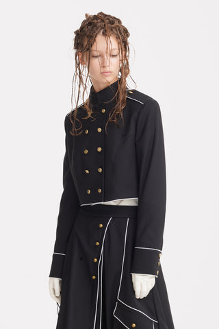 Tailored Military Cropped Jacket – Black