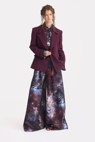 Classic Tailored Double-Breasted Blazer - Burgundy