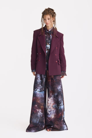 Classic Tailored Double-Breasted Blazer - Burgundy
