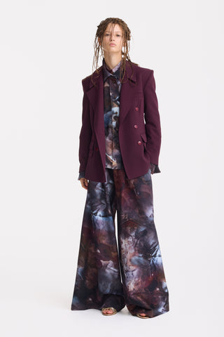 Co-Ord Set - Shirt And Wide-Leg Pants Abstract Print Brown