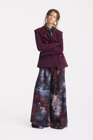 Co-Ord Set - Shirt And Wide-Leg Pants Abstract Print Brown