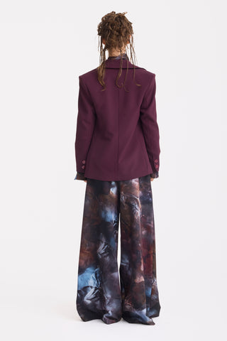 Classic Tailored Double-Breasted Blazer - Burgundy