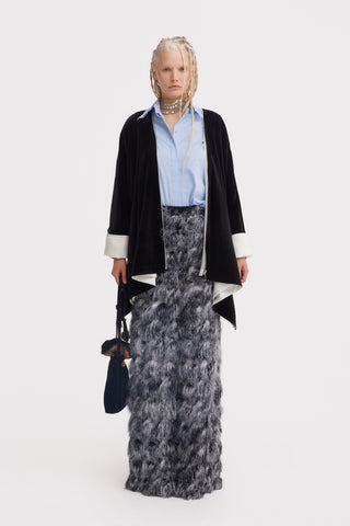 Textured High-Waist Pants – Charcoal Gray