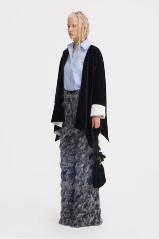 Textured High-Waist Pants – Charcoal Gray